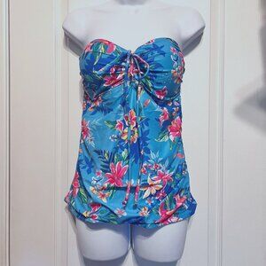 Floral Blue Bikini Top